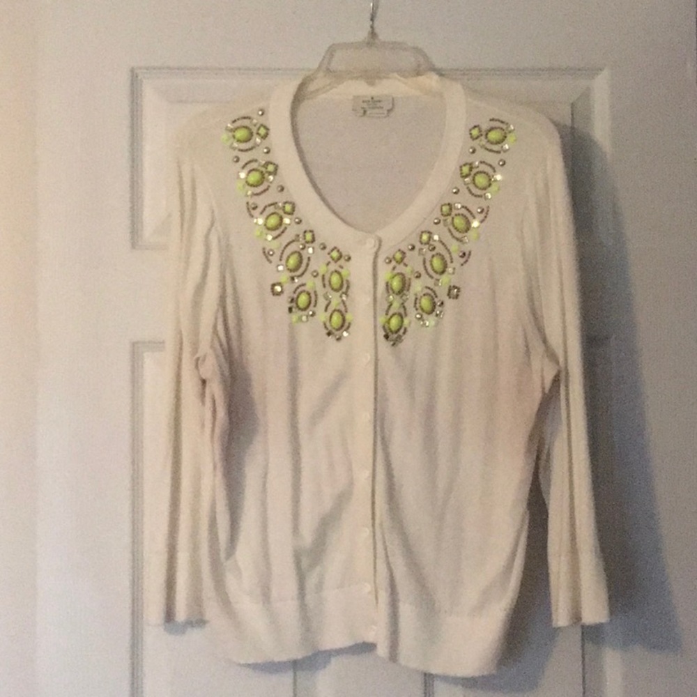 Kate spade stunning stoned neckline cardigan!